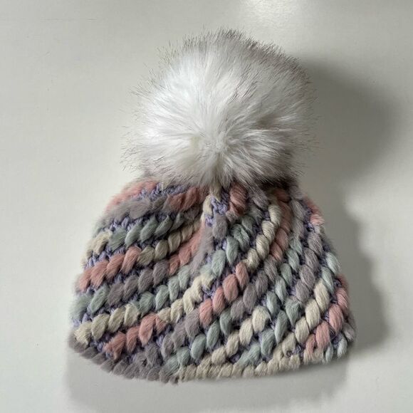 Jocelyn X Terez NY Pineapple Multicolor Knit Faux Fur Hat OS - Picture 1 of 10
